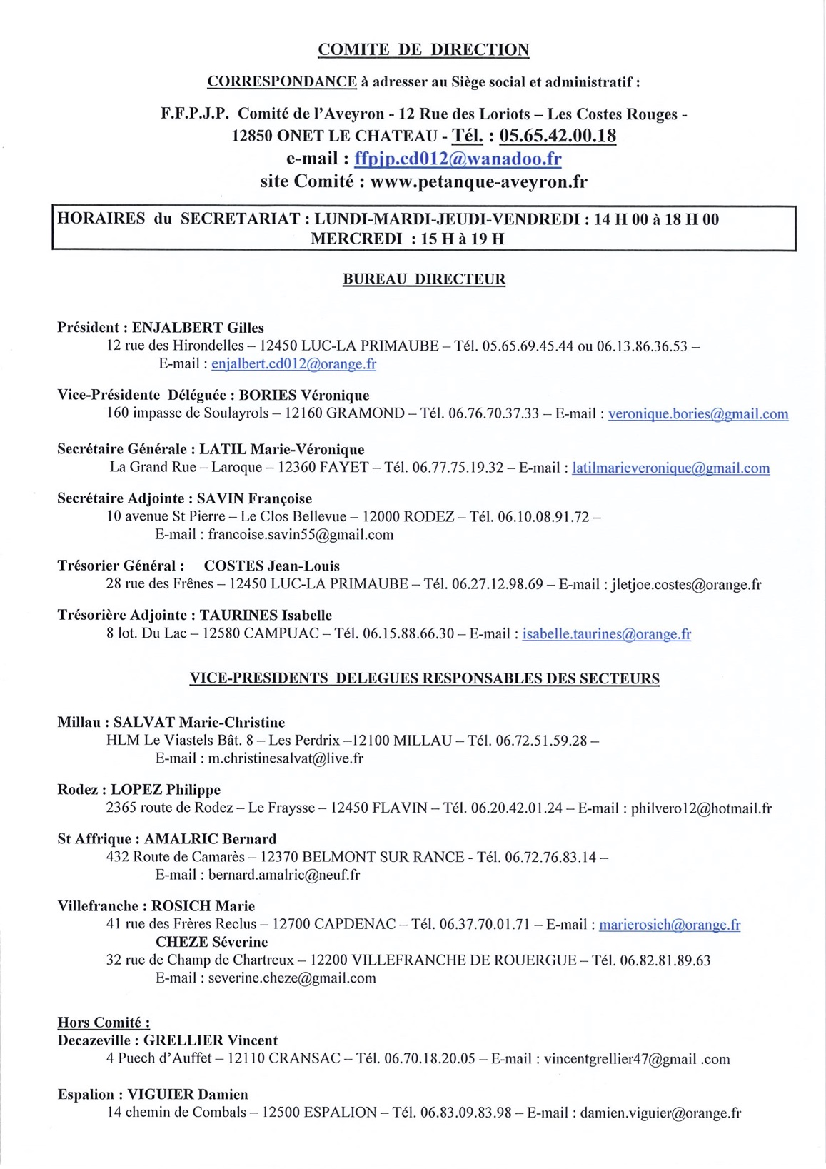 Comite Directeur 2025